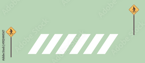 Pedestrian sign and traffic road sign flat vector illustration. 