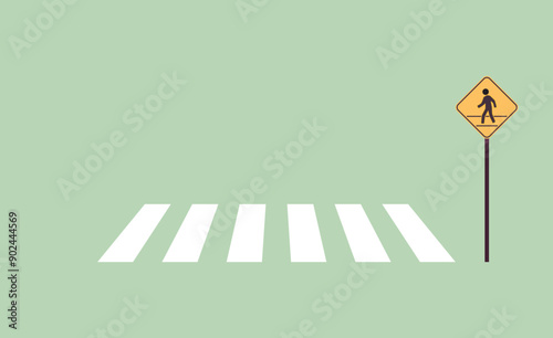 Pedestrian sign and traffic road sign flat vector illustration.	
