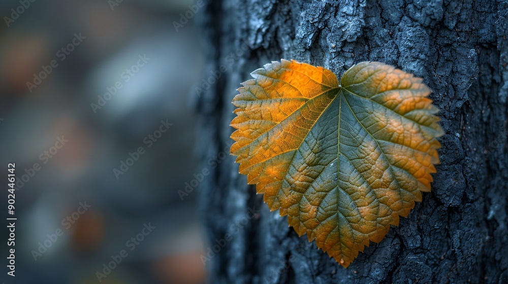 Heart-Shaped Leaf On A Tree Symbolizing Nature and Love Heart-Shaped Leaf On A Tree Symbolizing Nature and Love