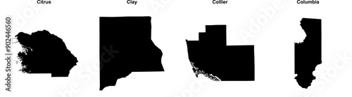 Citrus, Clay, Collier, Columbia outline maps