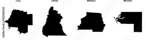 Levy, Liberty, Madison, Manatee outline maps