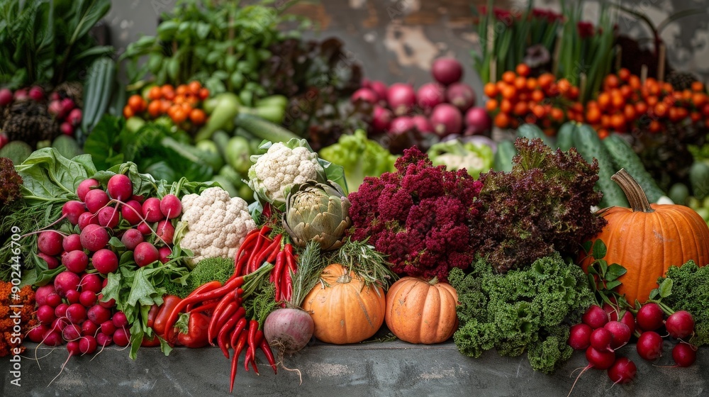 Vibrant Display of Fresh Organic Vegetables in Market