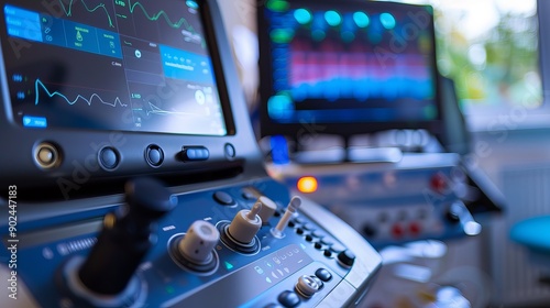 Wallpaper Mural Close-Up View of a Medical Ultrasound Diagnostic Machine with Screen Displaying Patient Data Torontodigital.ca