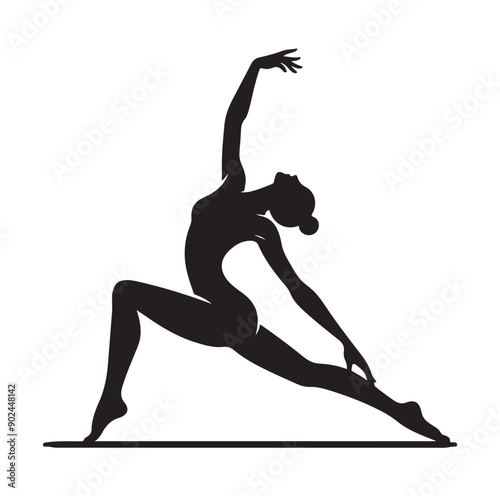 Female Silhouette in Gymnastics or Yoga Backbend Pose Illustration
