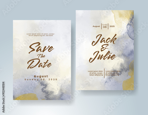 Wedding invitation with abstract watercolor background