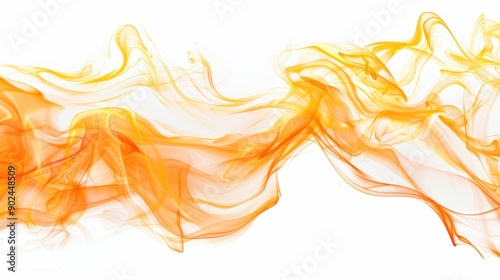 Orange Fire: Abstract Burning Flames on Isolated White Background