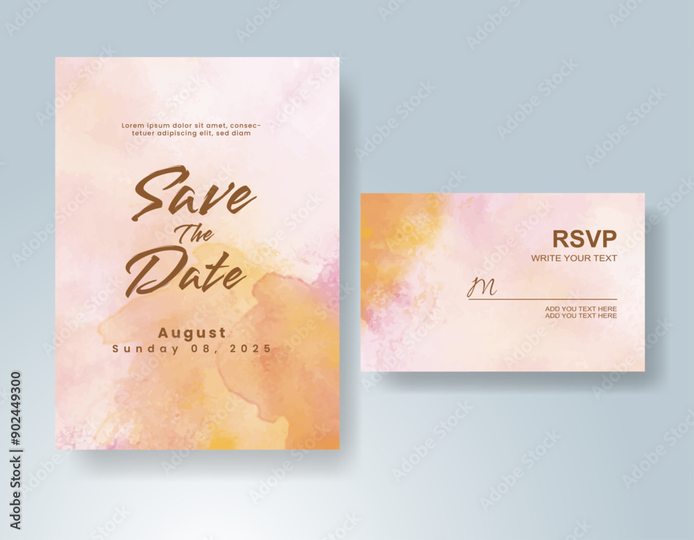 Wedding invitation with Abstract splashed watercolor background Wedding invitation with Abstract splashed watercolor background