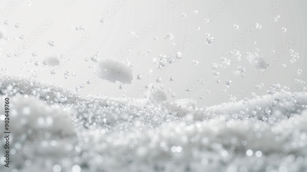 Floating Salt 3D Render Central Position with Sheet Turnaround Effect on Clean White Background