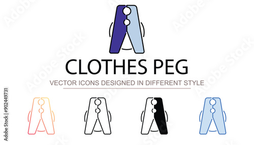 Clothes Peg icon design with white background stock illustration