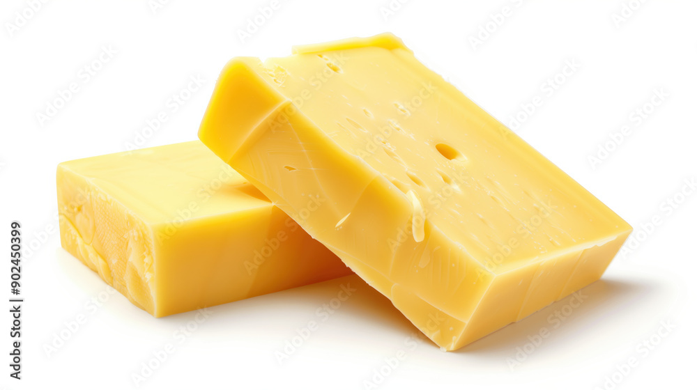 Realistic 3D Render of Butter Block Isolated on White Background Ideal for Food Advertisements and Marketing Realistic 3D Render of Butter Block Isolated on White Background Ideal for Food Advertisements and Marketing