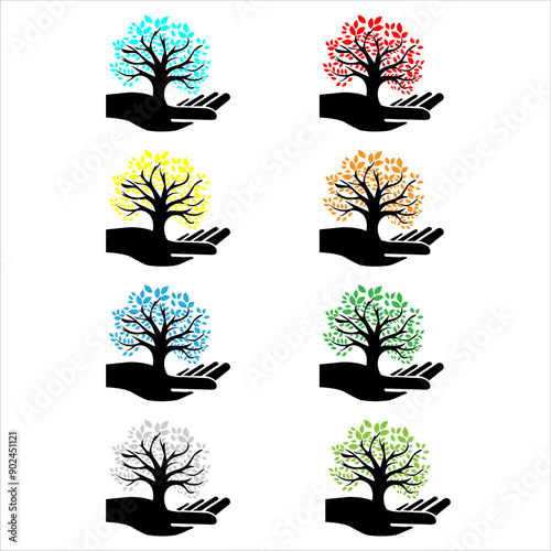 tree logo with tree icon photo