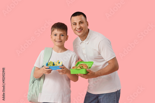 Little boy and his father w...