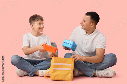 Little boy and his father p...