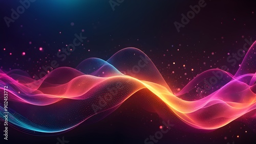 A colorful wave of light with a dark background