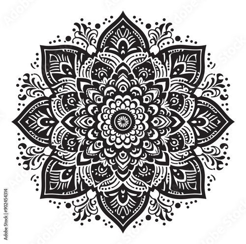 Elegant Black Mandala Vector Illustration on White Background
