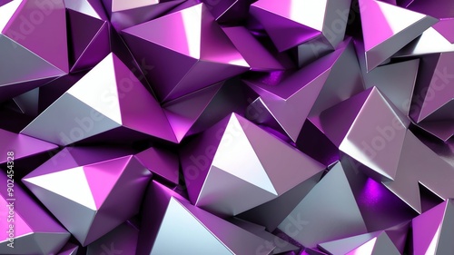 silver and purple triangular metallic shiny abstract geometric shapes background
