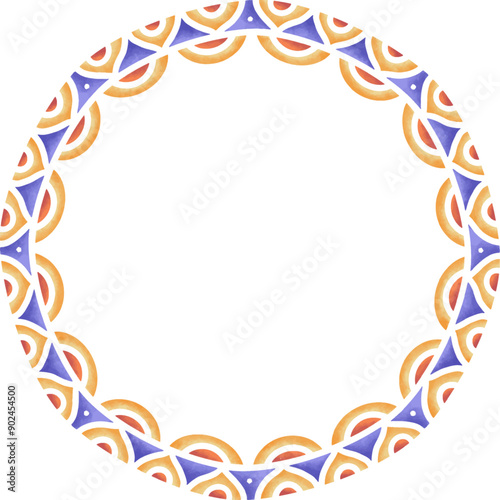 Watercolor mandala decorative frame element, place for text for invitations  greetings card