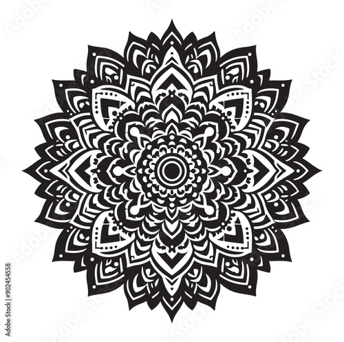 Elegant Black Mandala Vector Illustration on White Background
