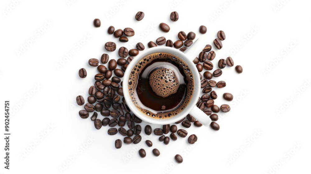 coffee cup isolated on a white background, coffee cup/mug with hot black coffee, isolated design element, top view coffee cup isolated on a white background, coffee cup/mug with hot black coffee, isolated design element, top view