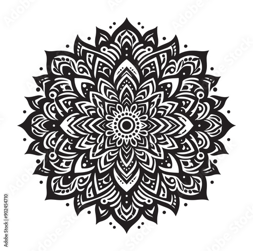 Elegant Black Mandala Vector Illustration on White Background
