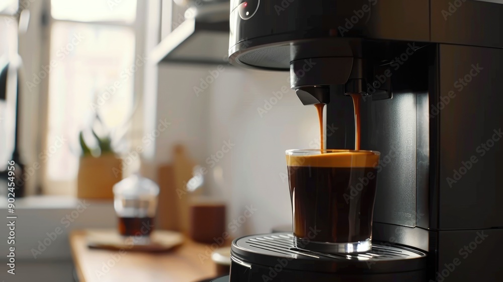 Coffee machine pouring coffee