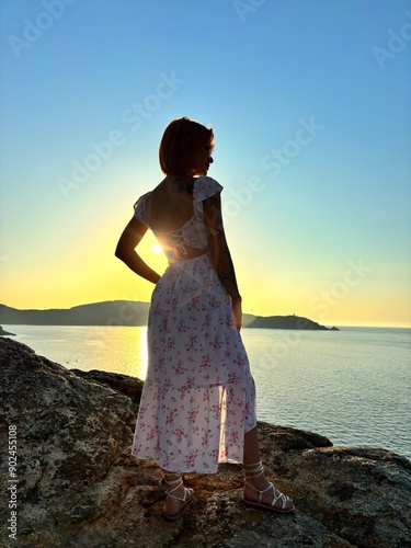 Tramonto sull' isola della Corsica a Calvi. photo