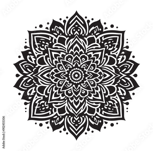 Elegant Black Mandala Vector Illustration on White Background

