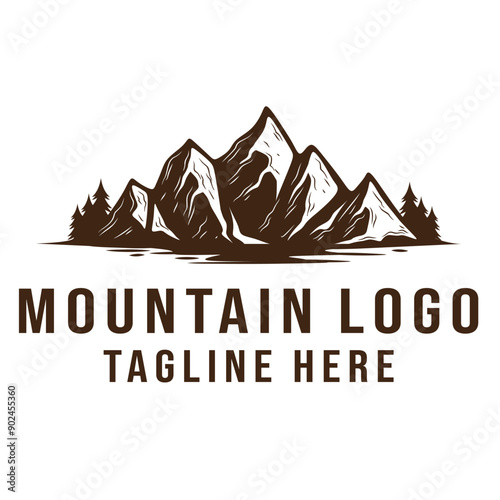 mountain logo. outdoor hiking adventure peak Wild nature travel landscape Vector illustration.