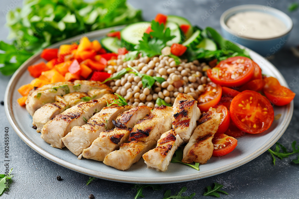 grilled chicken breast with vegetables and lentils grilled chicken breast with vegetables and lentils