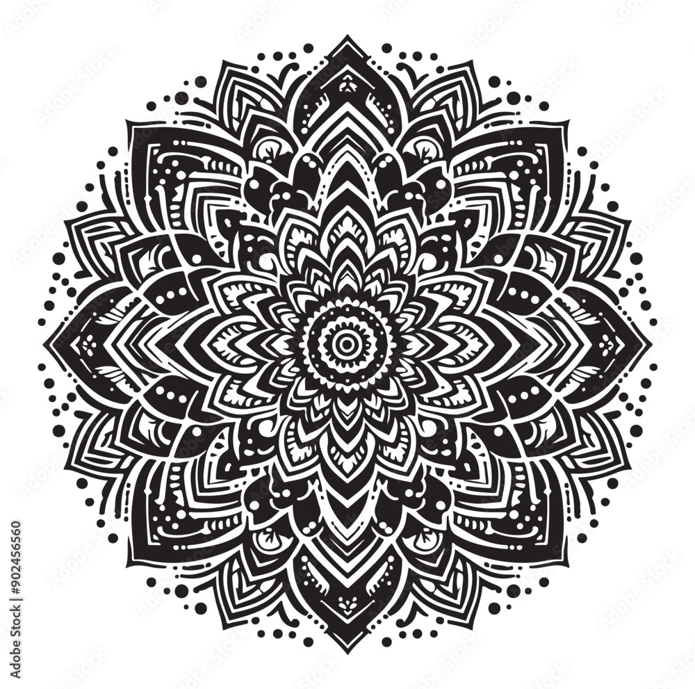 Fototapeta premium Elegant Black Mandala Vector Illustration on White Background 