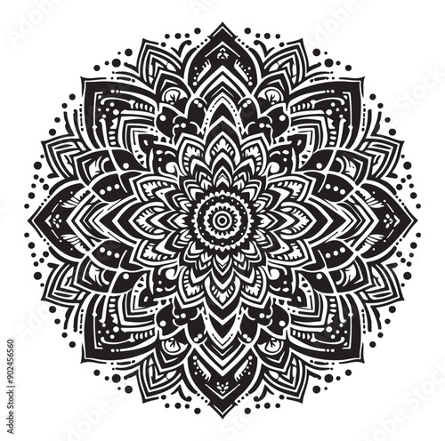 Elegant Black Mandala Vector Illustration on White Background
