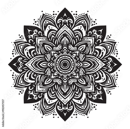 Elegant Black Mandala Vector Illustration on White Background
