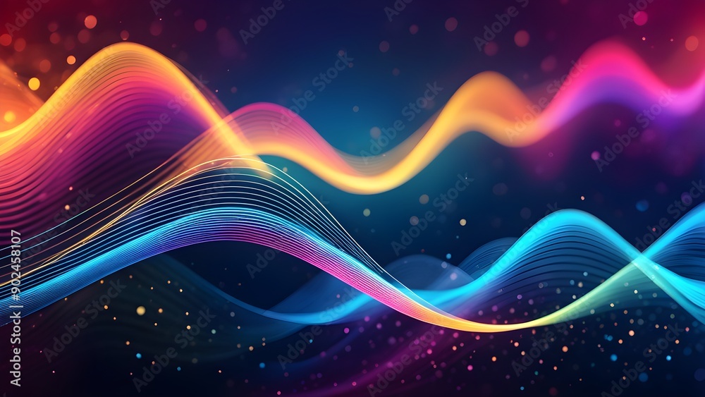 A colorful wave pattern with a blue and red stripe A colorful wave pattern with a blue and red stripe