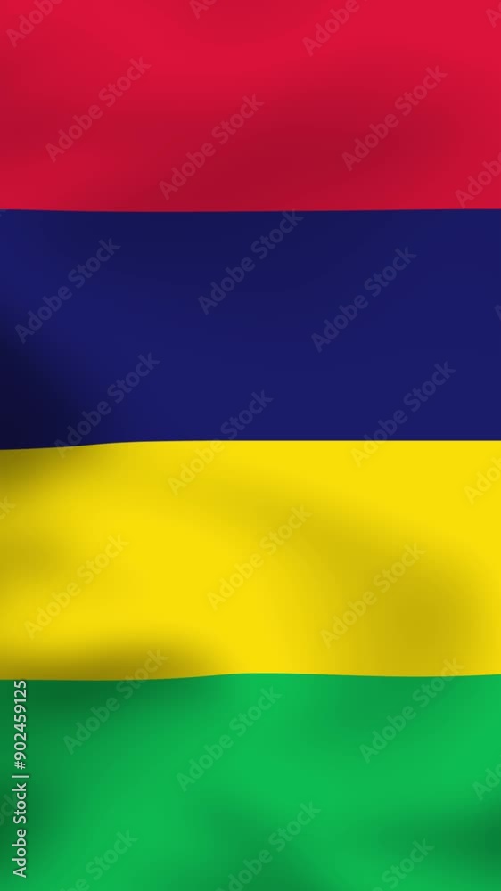 Vertical, portrait video waving national flag of Mauritius. Smooth animation with highly detailed, realistic animated background for social media, screens smartphone. Cloth motion, official colors. Vertical, portrait video waving national flag of Mauritius. Smooth animation with highly detailed, realistic animated background for social media, screens smartphone. Cloth motion, official colors.