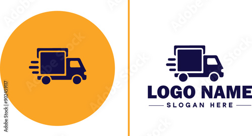 Delivery service icon Courier service Transport service Delivery company flat logo sign symbol editable vector