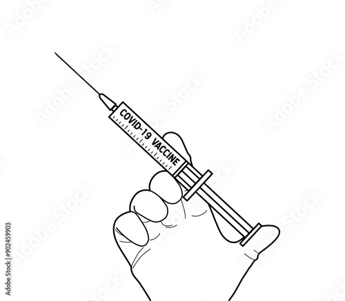 Gloved Hand with Covid 19 Vaccine Vector