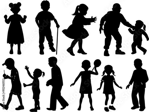 Vector Art of Parents, Children, family silhouettes vector, parent and child, silhouettes of family, family silhouette vector, silhouettes of children, silhouettes of family, parent and silhouettes