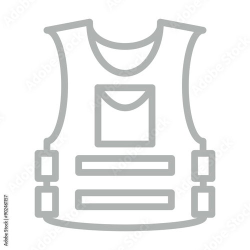 Bullet Proof Jacket Vector Line Grey Icon Design