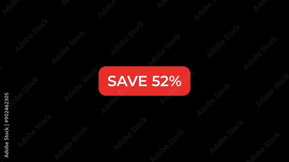 Save 52 Percent Red Button Animation Save 52 Percent Red Button Animation