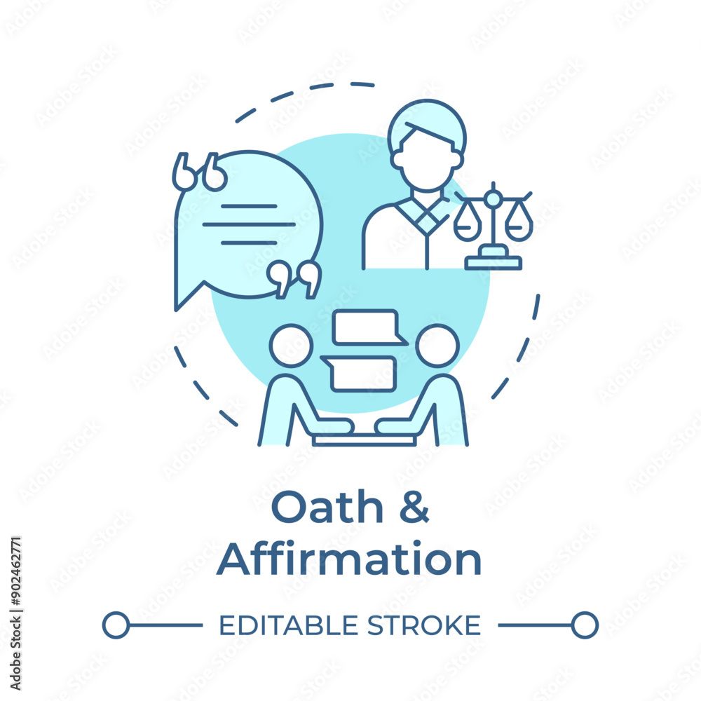 Oath and affirmation soft blue concept icon. Regulatory compliance, compromise. Round shape line illustration. Abstract idea. Graphic design. Easy to use in infographic, presentation Oath and affirmation soft blue concept icon. Regulatory compliance, compromise. Round shape line illustration. Abstract idea. Graphic design. Easy to use in infographic, presentation
