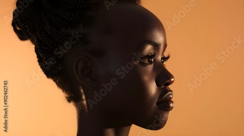 African woman posing in the studio from the side view © Hamid