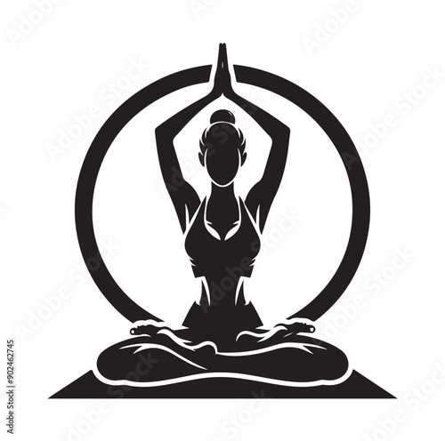 Female Yoga Logo Vector Illustration