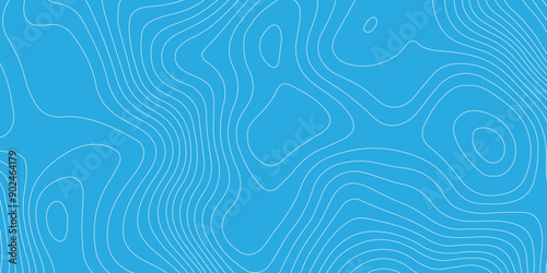 Topography white wave line contour map background design. light blue background and white line background. modern design Imitation geographical map vector illustration.