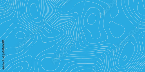 Topography white wave line contour map background design. light blue background and white line background. modern design Imitation geographical map vector illustration.