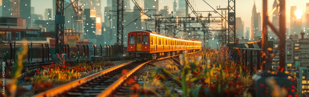 Fototapeta premium Expansive Power Substation in Realistic Kodachrome Style