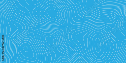 Topography white wave line contour map background design. light blue background and white line background. modern design Imitation geographical map vector illustration.