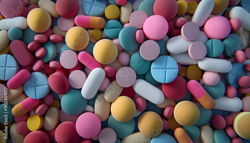 various pills and tablets background