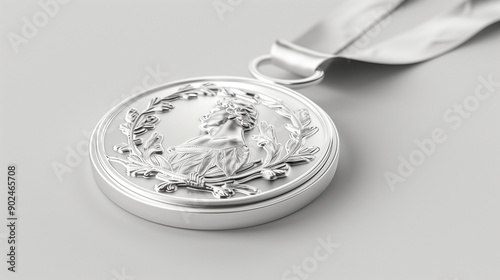 Shiny silver sports medal i...