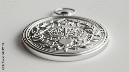 Shiny silver sports medal i...