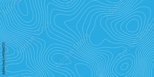 Topography white wave line contour map background design. light blue background and white line background. modern design Imitation geographical map vector illustration.